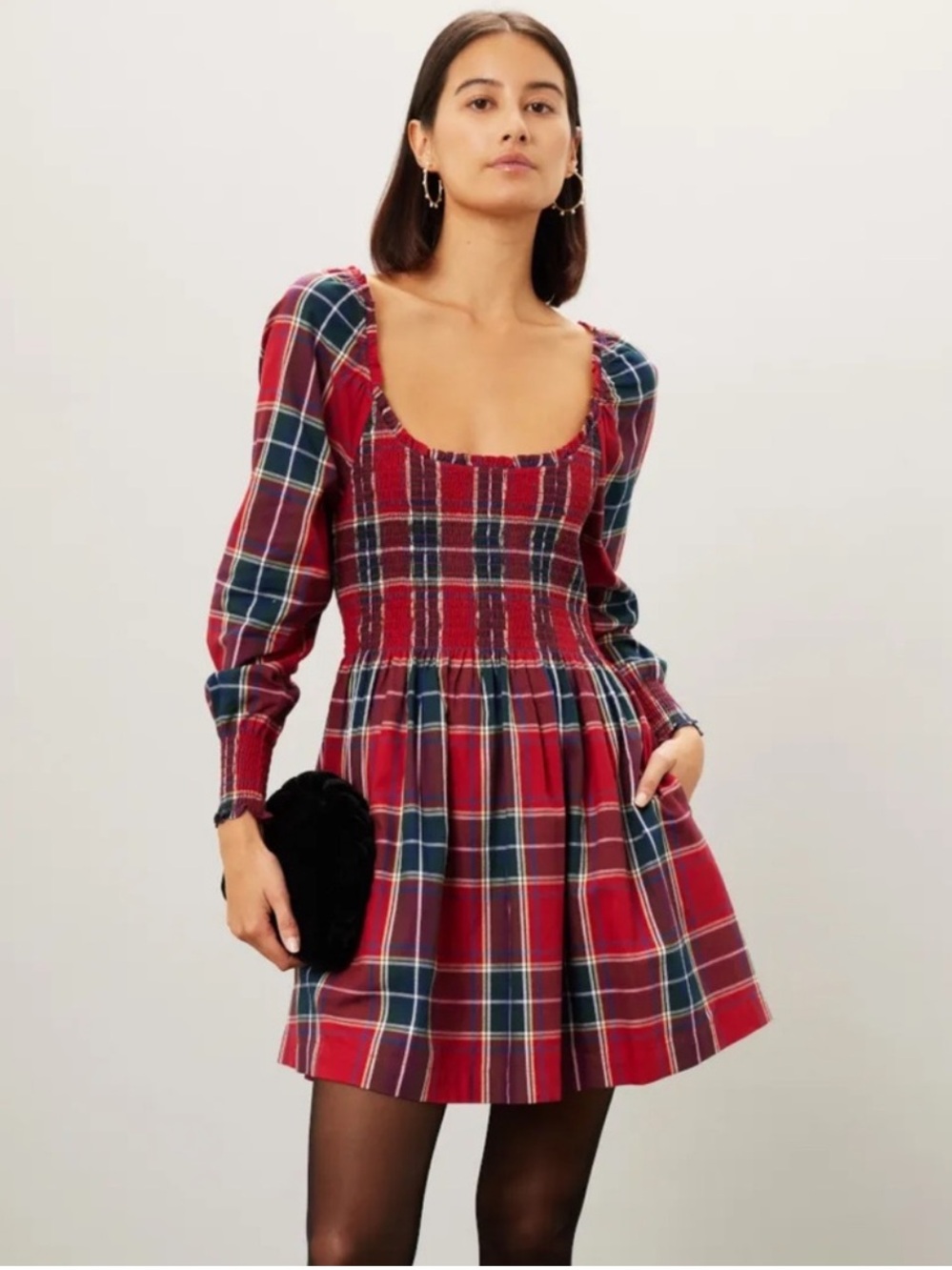 Hill House Tartan Norah Nap Dress in Red Plaid Medium